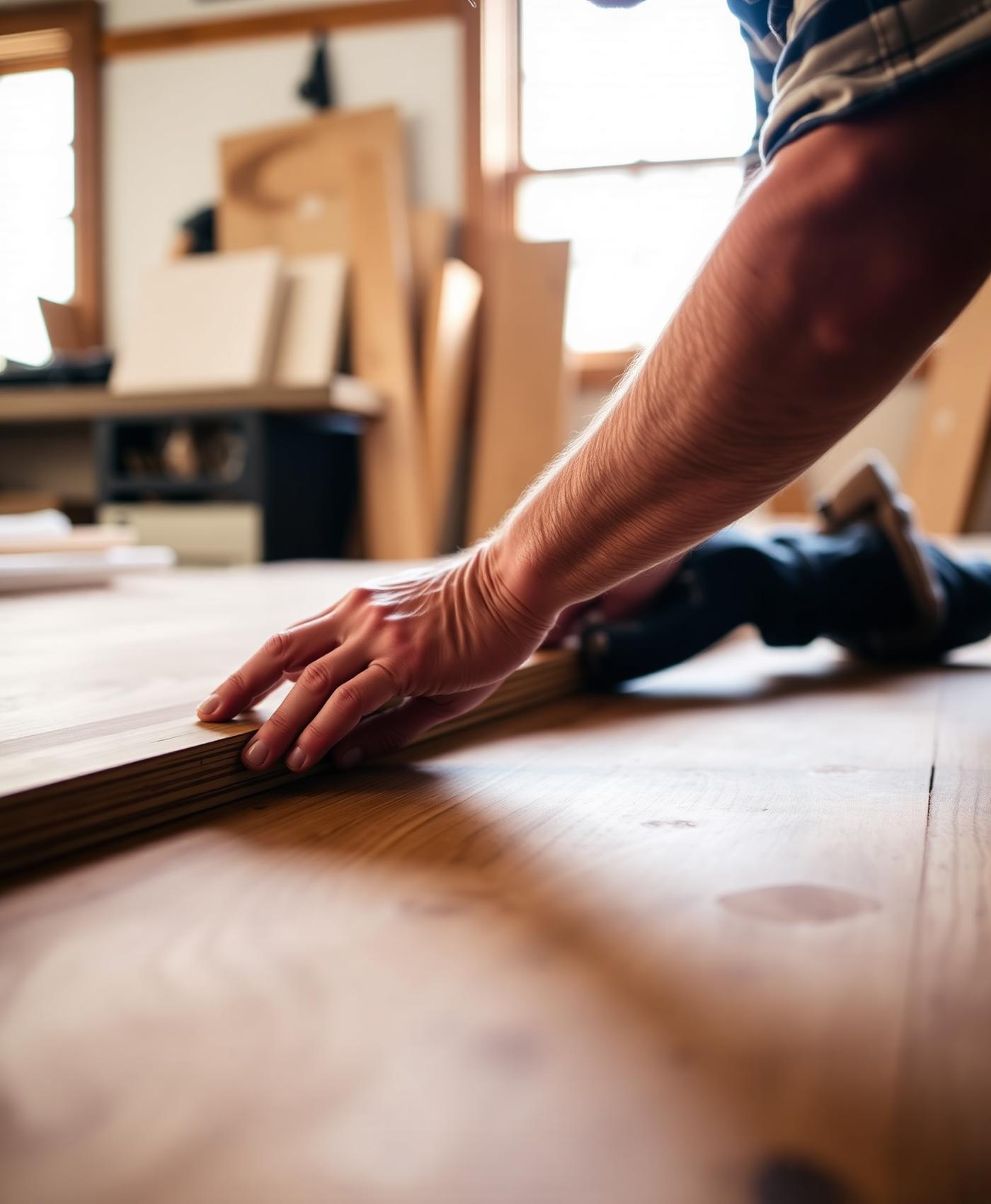 Craftsman installing hardwood flooring